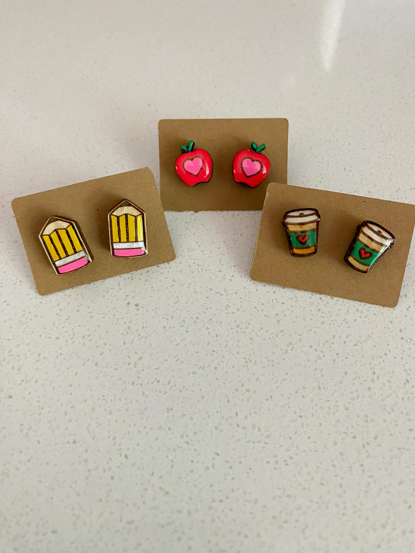 Teacher Studs ☕️ 🍏 ✏️ - One set - please comment which one at checkout in comments :)