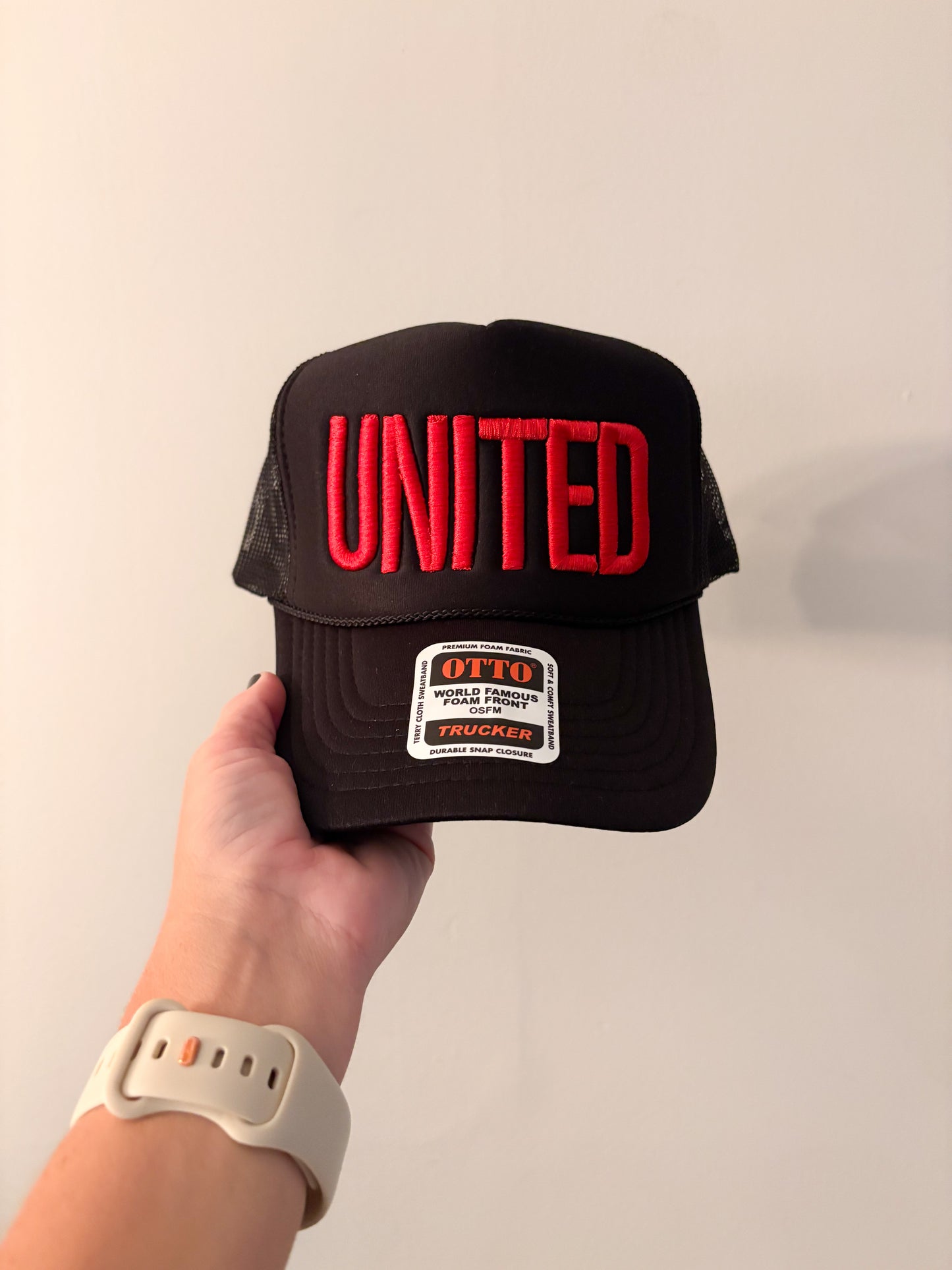 United - Black + Red Puff Embroidery